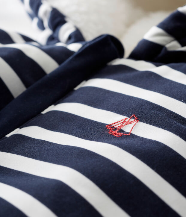 Combipilote microfibre rayure marini&egrave;re b&eacute;b&eacute; gar&ccedil;on bleu/blanc