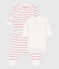 Ensemble 3 pièces jacquard en coton bio bébé blanc MARSHMALLOW/rouge TERKUIT