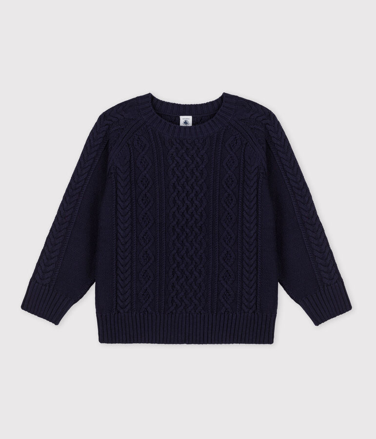 Pull irlandais en coton enfant fille / gar&ccedil;on bleu SMOKING