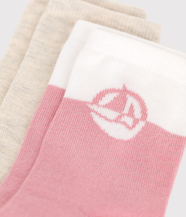 2 paires de chaussettes enfant fille en coton logo multicouleur