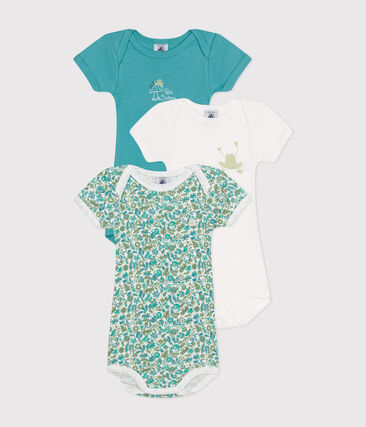 PETIT BATEAU - Lot de 3 bodies bébé manches courtes en coton