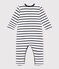 Pyjama bébé rayé en velours blanc MARSHMALLOW/bleu SMOKING