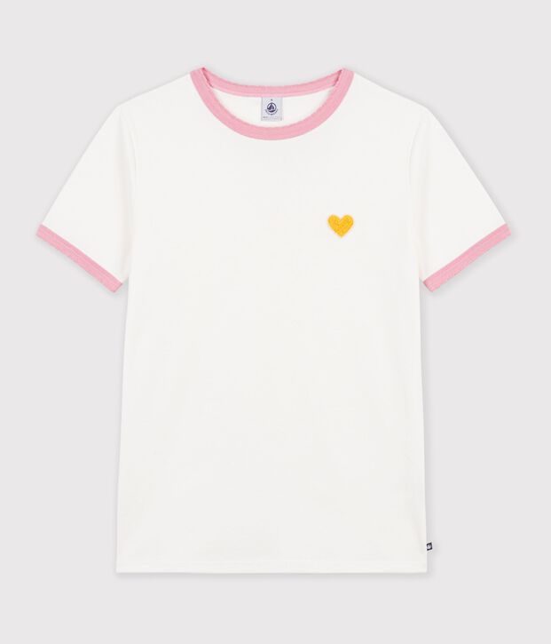 Tee-shirt femme en coton manches courtes uni blanc