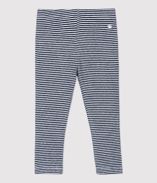 Legging en coton b&eacute;b&eacute;. bleu/blanc