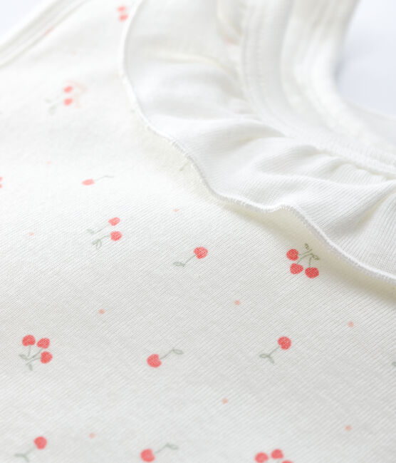 Gigoteuse cerise à collerette bébé en coton biologique blanc MARSHMALLOW/blanc MULTICO