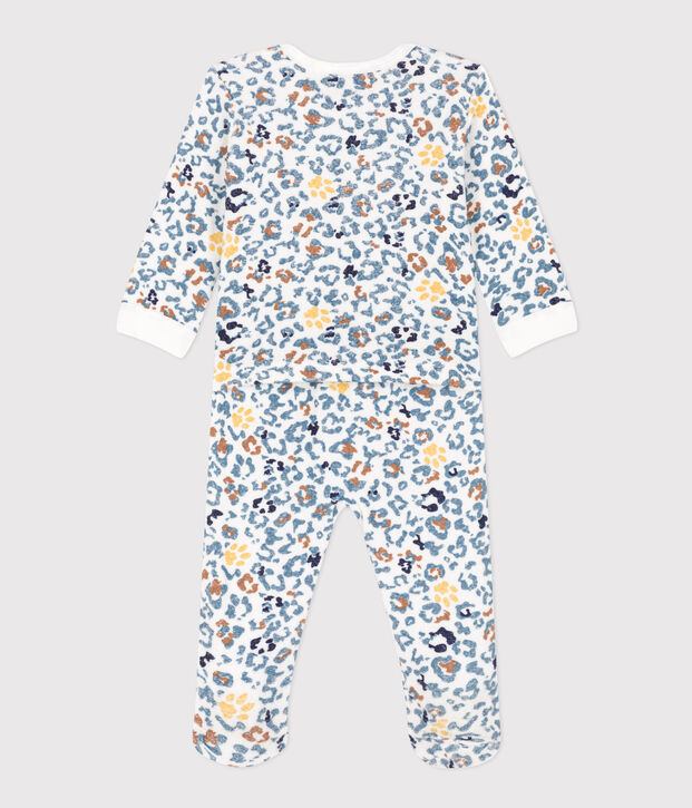 Pyjama b&eacute;b&eacute; en bouclette &eacute;ponge blanc/multicouleur