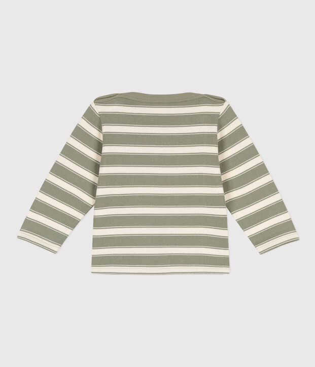 Marini&egrave;re b&eacute;b&eacute; en jersey &eacute;pais ray&eacute; vert/&eacute;cru