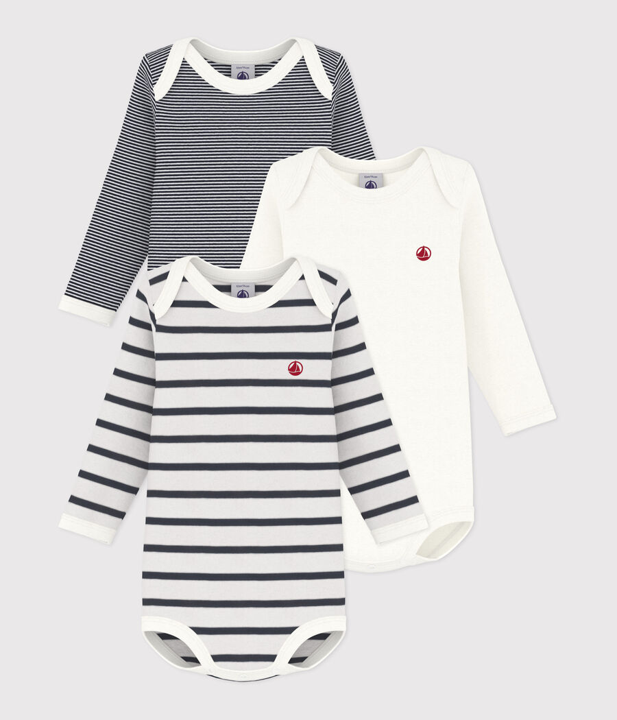 Lot de 3 bodies manches longues bébé (Petit Bateau) - Couverture