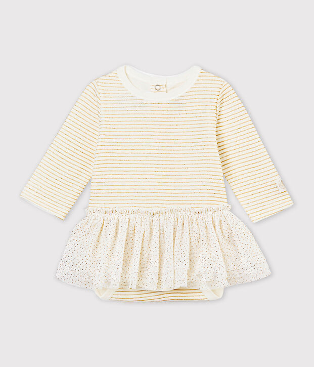 Body robe b&eacute;b&eacute; fille blanc/jaune