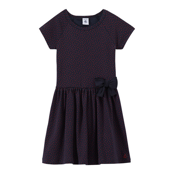 Robe fille à pois blanc MARSHMALLOW/bleu BRUT/ MULTICO