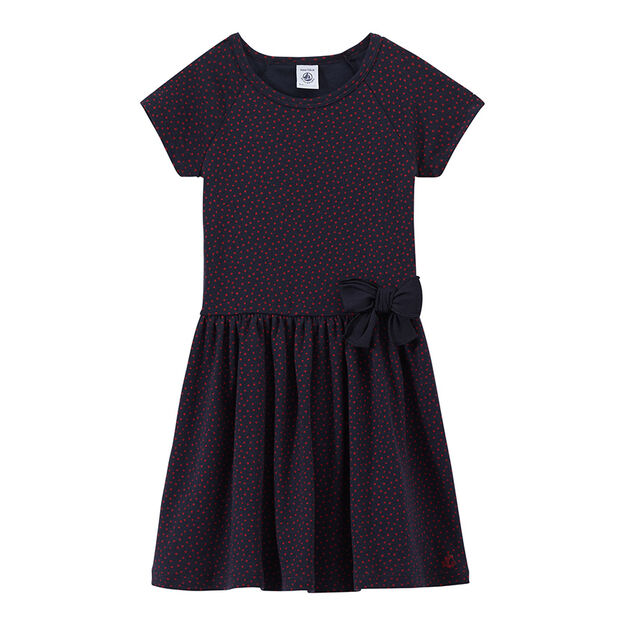 Robe fille &agrave; pois blanc/vert/multicouleur