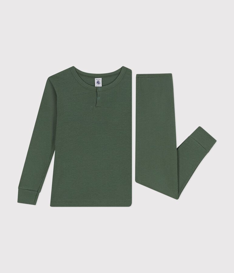Pyjama uni en coton et lyocell enfant vert CROCO
