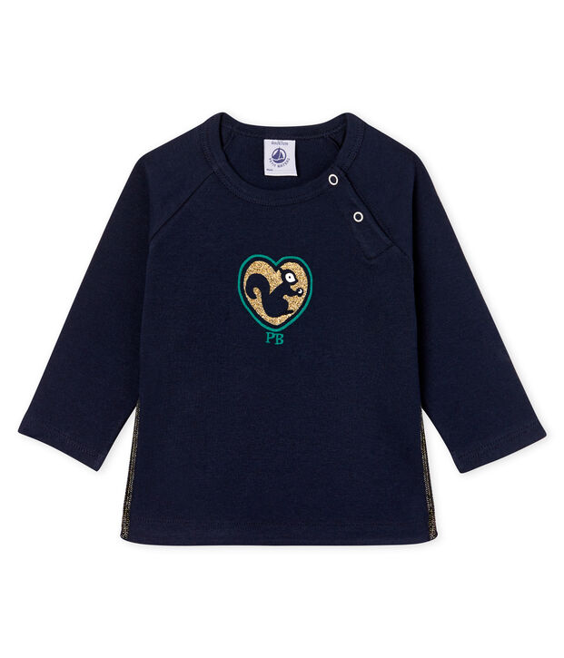 Tee shirt manches longues b&eacute;b&eacute; fille bleu marine