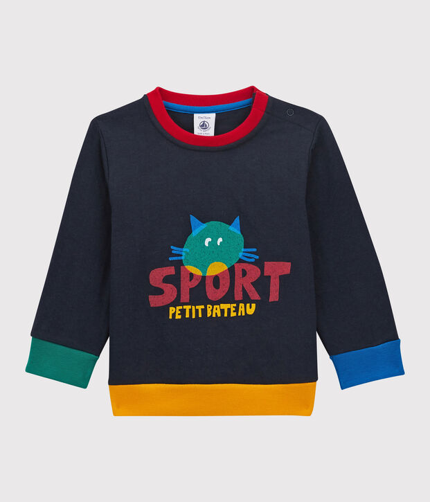 Sweatshirt en molleton b&eacute;b&eacute;. bleu marine