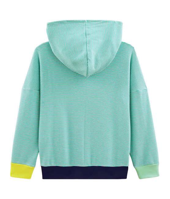 Sweat à capuche enfant en côte vert ESPERANZA/blanc MARSHMALLOW