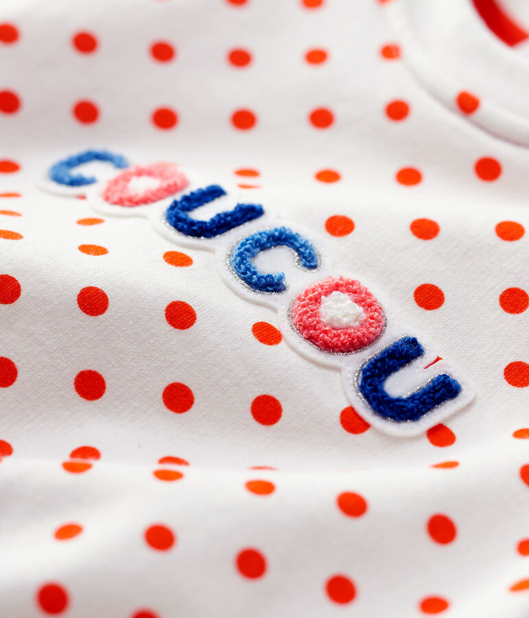 Sweatshirt en molleton b&eacute;b&eacute;. blanc/orange