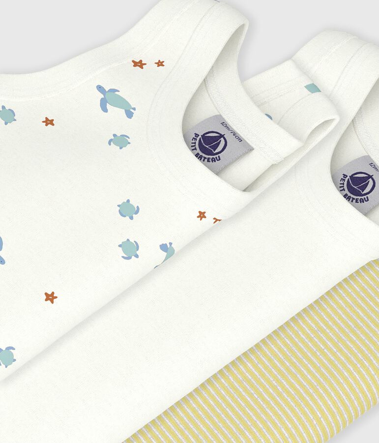 Lot de bodies sans manches en coton imprim&eacute; tortues b&eacute;b&eacute; variante 1