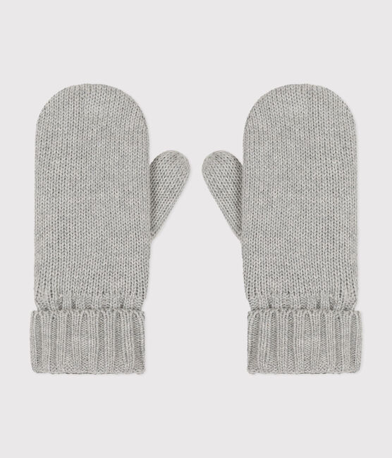 Moufles en tricot doublé en polaire enfant garçon-fille gris CHATON CHINE