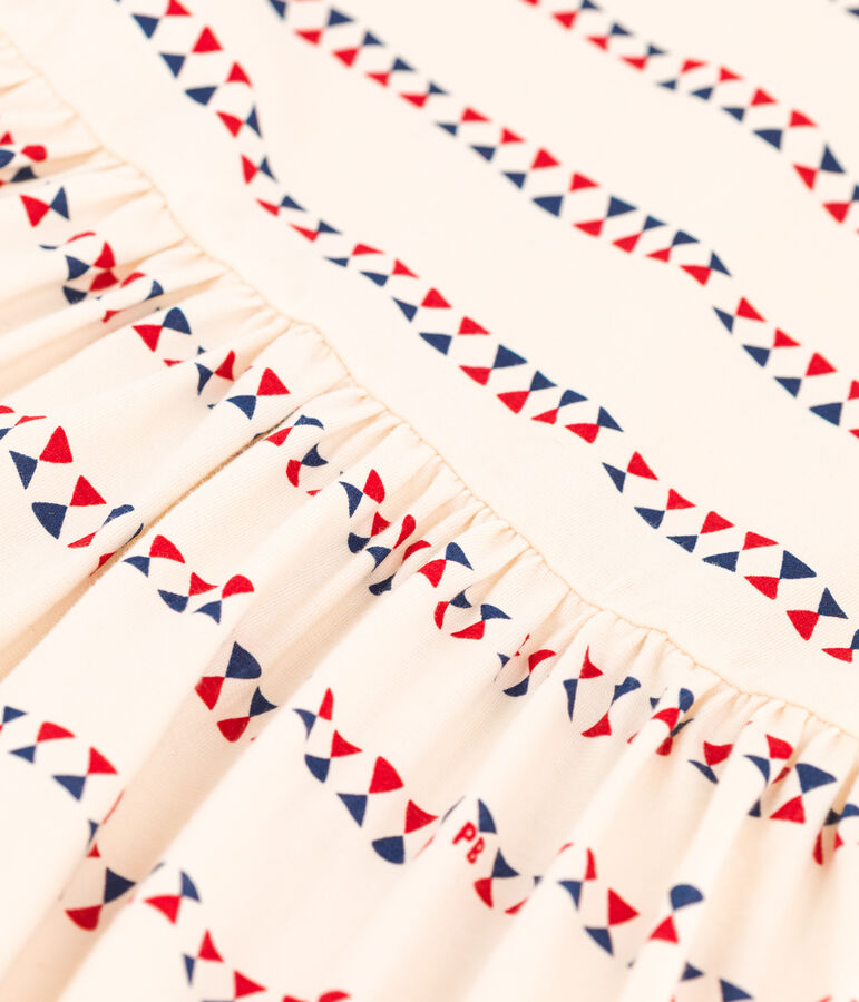 Robe manches courtes &agrave; imprim&eacute; en coton enfant fille blanc AVALANCHE/ MULTICO