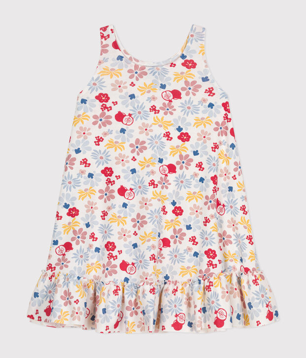 Robe sans manche en coton enfant fille blanc/multicouleur