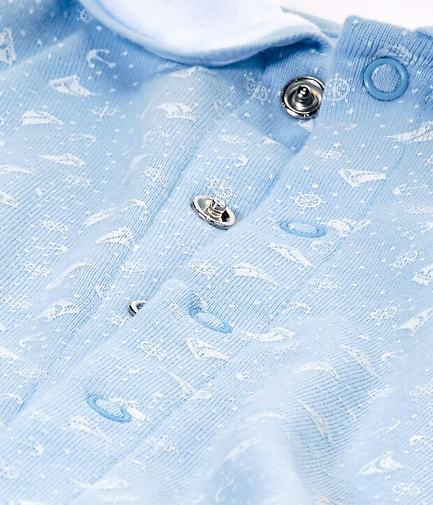 Dors bien b&eacute;b&eacute; et son bonnet de naissance bleu/blanc