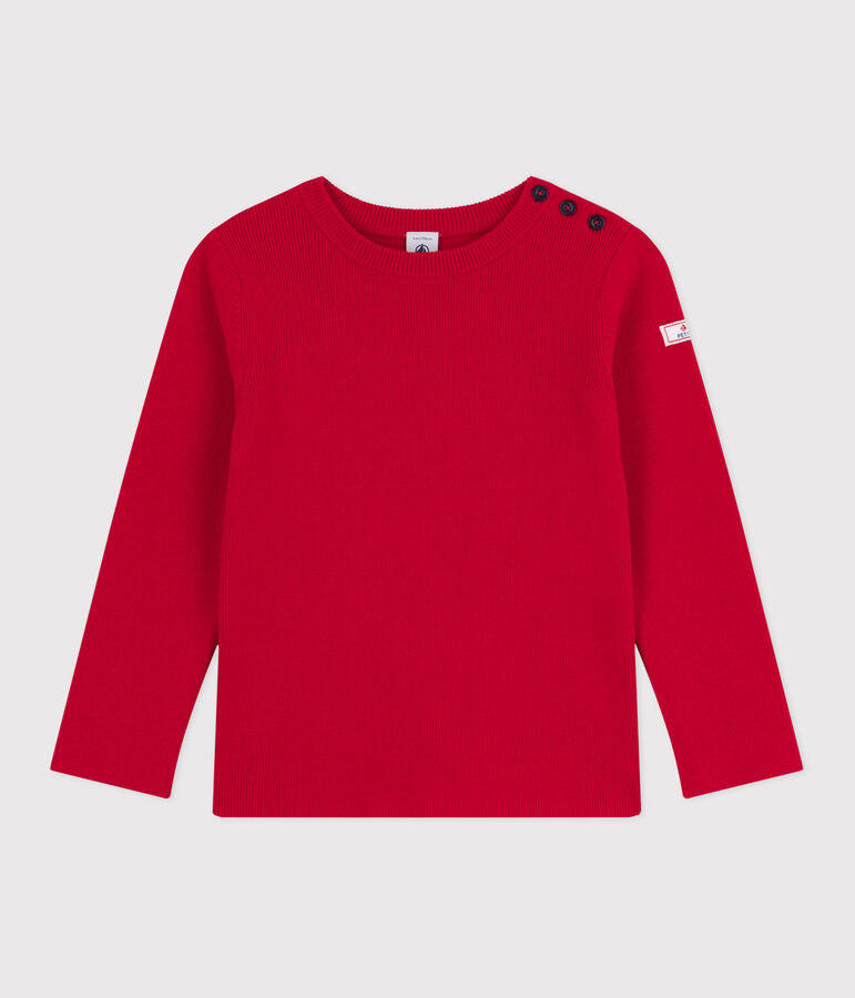 Pull enfant en laine et coton uni rouge POMPEI