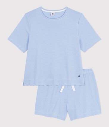 Pyjama short femme en coton à rayures