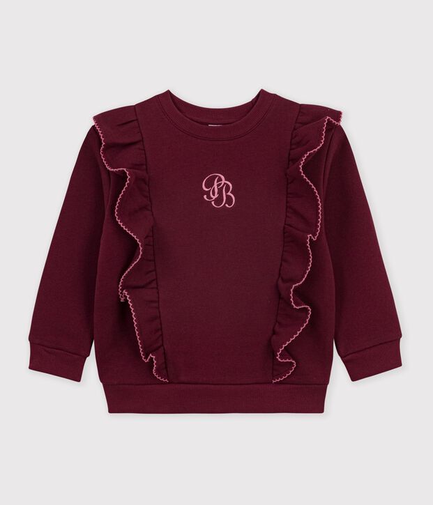 Sweatshirt enfant en coton uni bordeaux