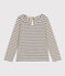 Tee-shirt manches longues en jersey flammé enfant fille blanc AVALANCHE/bleu SMOKING