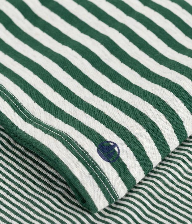 Pyjama enfant en tubique &agrave; rayures vert/beige