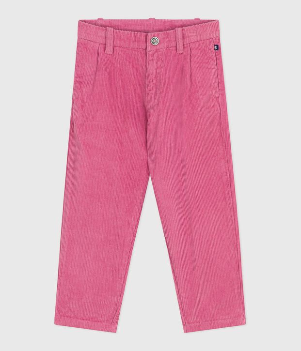 Pantalon enfant en velours uni rose