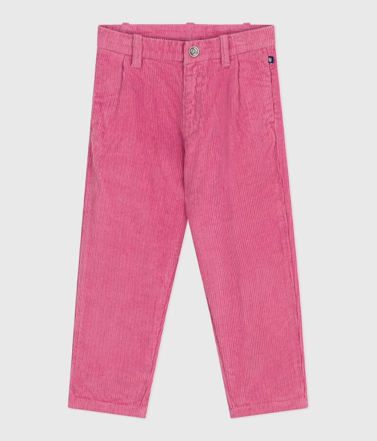 Pantalon enfant en velours uni rose BOUDOIR