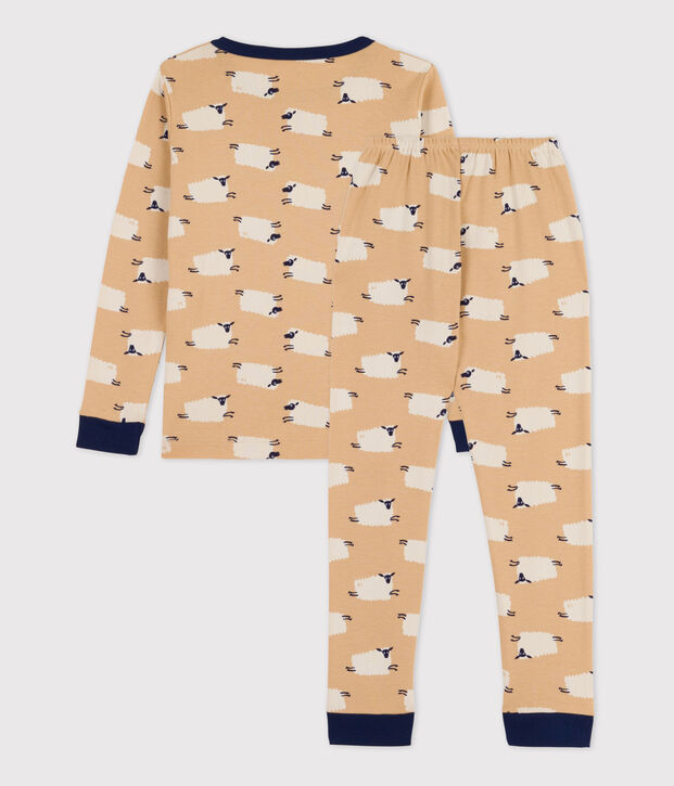 Pyjama ajust&eacute;  en coton enfant beige/multicouleur