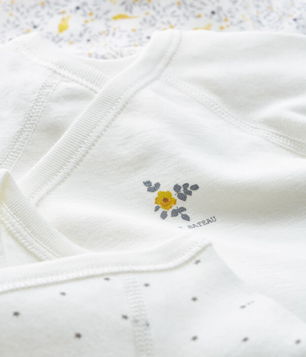 Trio de bodies naissance manches longues b&eacute;b&eacute; fille multicouleur