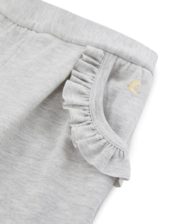 Pantalon maille enfant fille gris chin&eacute; clair