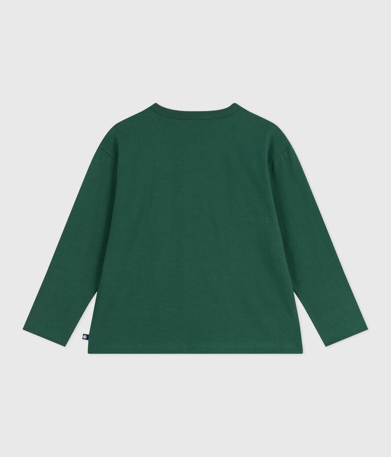 Tee-shirt enfant manches longues en coton imprim&eacute; vert WILLOW