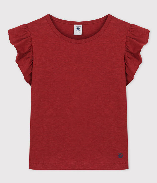 T-shirt manches courtes en coton enfant fille marron