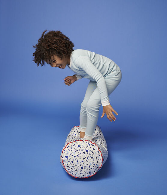 Pyjama snugfit rayé bleu petit garçon en coton bleu TIKI/blanc MARSHMALLOW