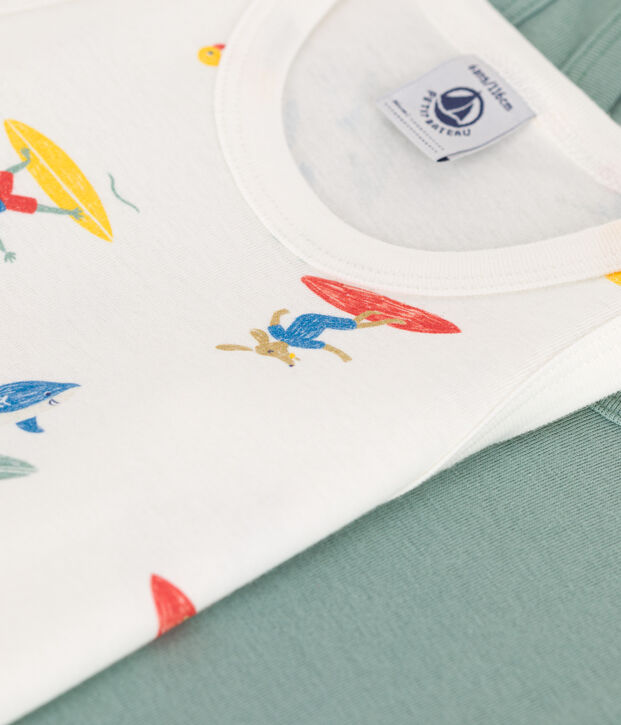 Lot de 2 d&eacute;bardeurs enfant en coton imprim&eacute; surfeurs multicouleur