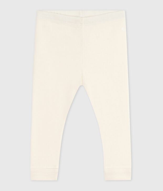 Legging b&eacute;b&eacute; en coton uni blanc cass&eacute;