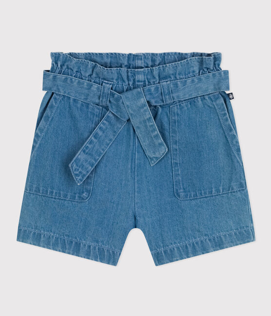Short en denim léger enfant fille bleu DENIM CLAIR