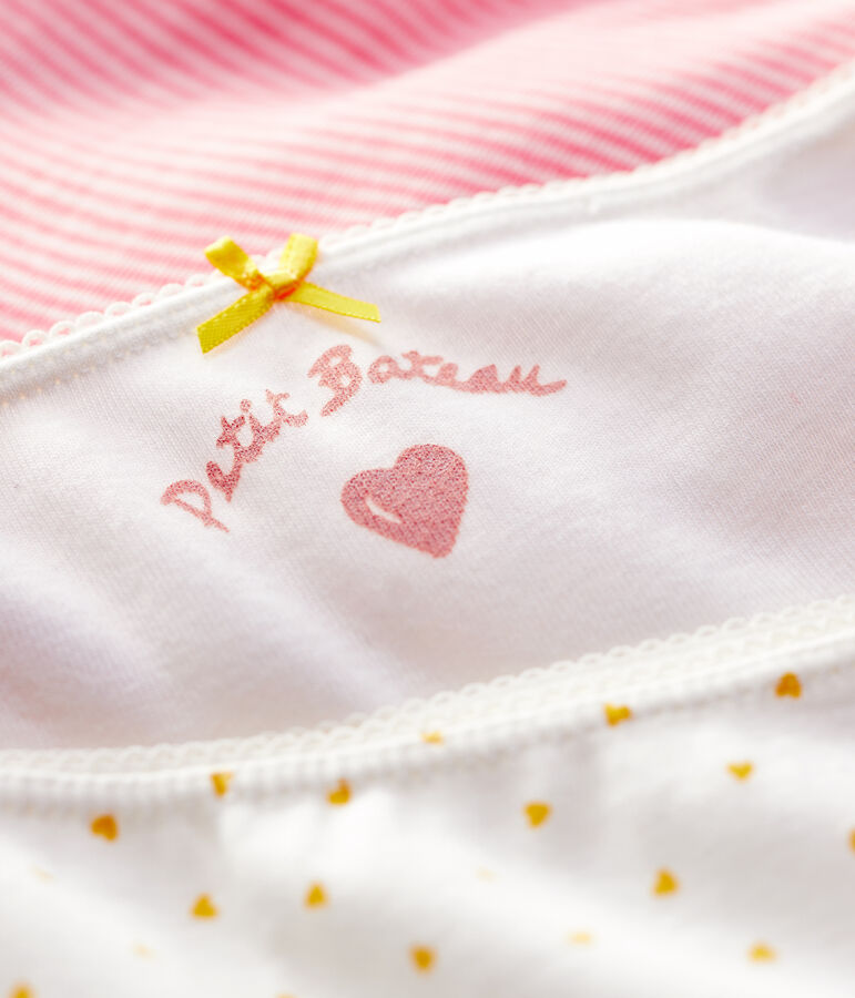Lot de 3 shorties imprim&eacute; coeur petite fille en coton multicouleur