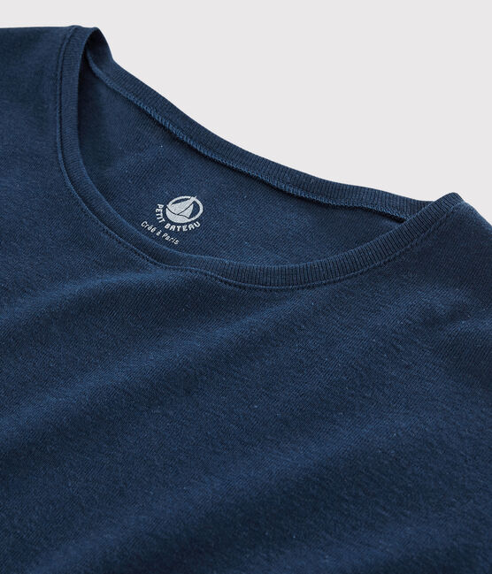 T-shirt en coton/lin uni Femme bleu MEDIEVAL