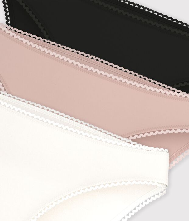 Lot de 3 culottes unies en coton et &eacute;lasthanne femme multicouleur