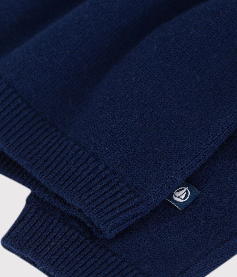 Cardigan b&eacute;b&eacute; en tricot laine et coton uni &agrave; col bleu SOIR