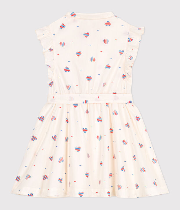 Robe enfant sans manches en coton c&oelig;urs &eacute;cru/multicouleur
