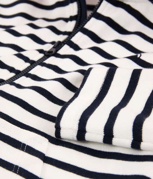 Sweatshirt coton &agrave; capuche enfant fille / gar&ccedil;on blanc/bleu