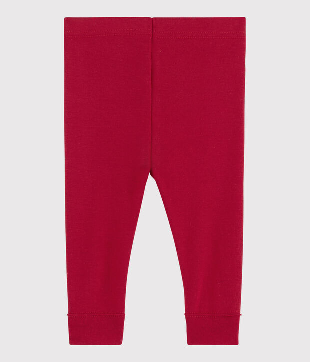 Legging b&eacute;b&eacute; fille en c&ocirc;te 1x1 unie rouge