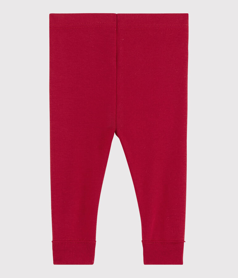 Legging b&eacute;b&eacute; fille en c&ocirc;te 1x1 unie rouge TERKUIT