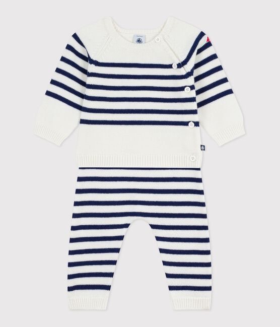 Ensemble 2 pièces bébé rayure marinière en tricot bleu MARSHMALLOW/ SOIR